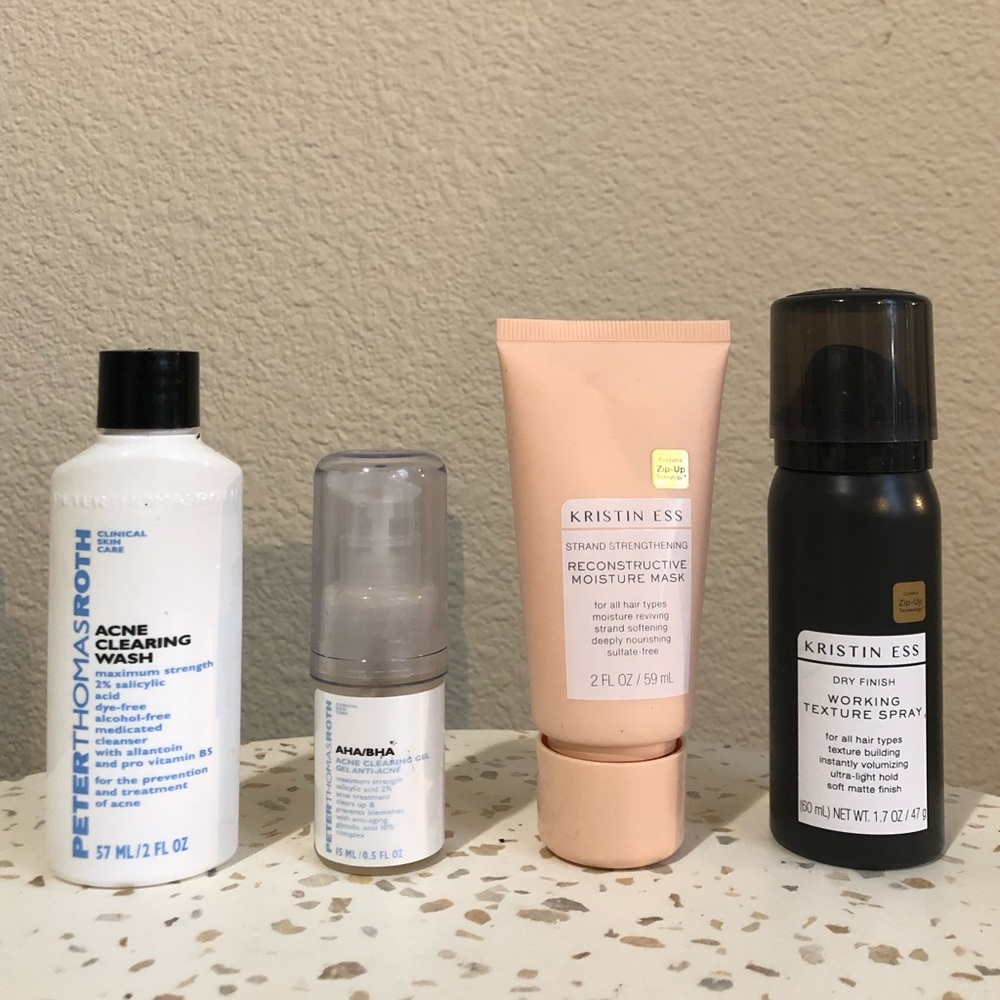 mini acne products & hair products